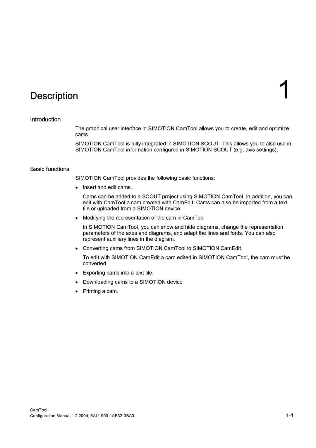 Siemens 6AU1900-1AB32-0BA0 configurationmanual Introduction, Basic functions 