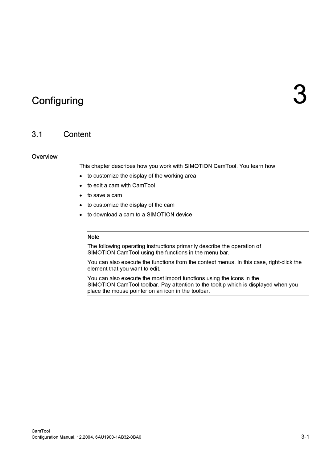 Siemens 6AU1900-1AB32-0BA0 configurationmanual Content, Overview 