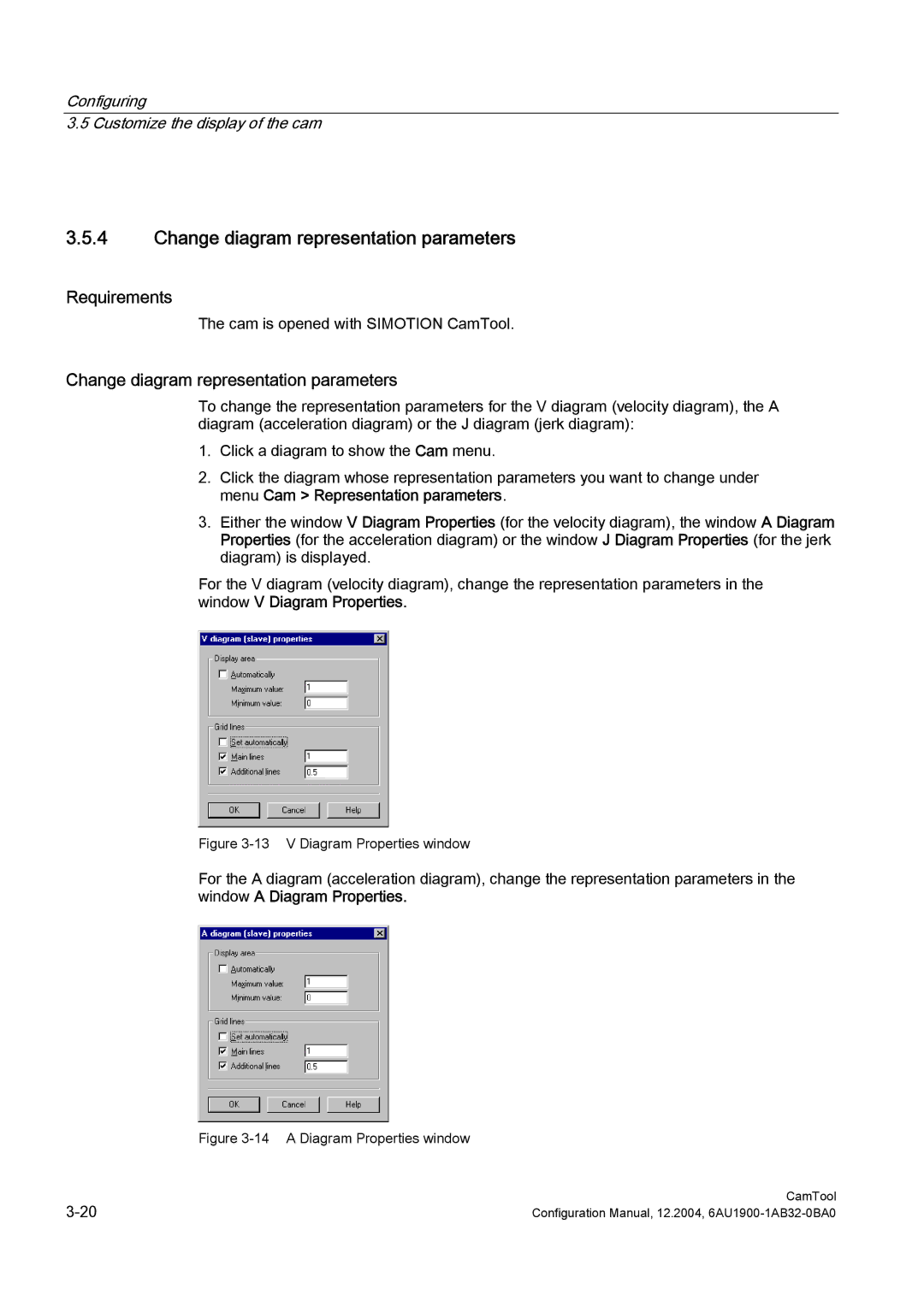 Siemens 6AU1900-1AB32-0BA0 configurationmanual Change diagram representation parameters 