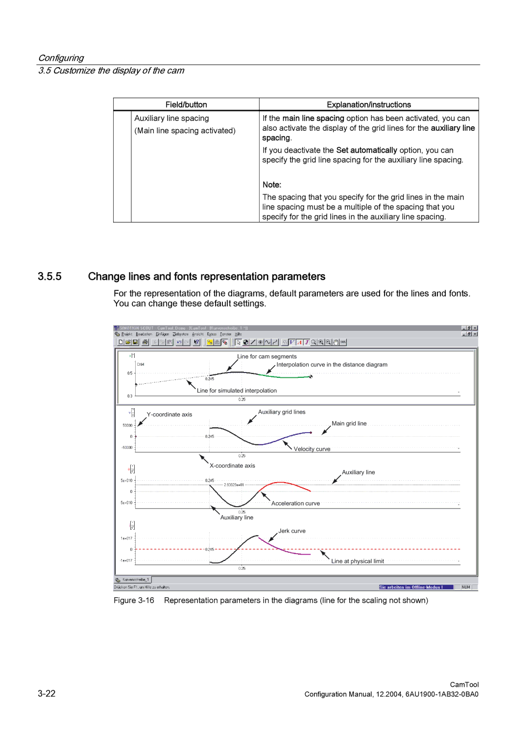 Siemens 6AU1900-1AB32-0BA0 configurationmanual Change lines and fonts representation parameters 