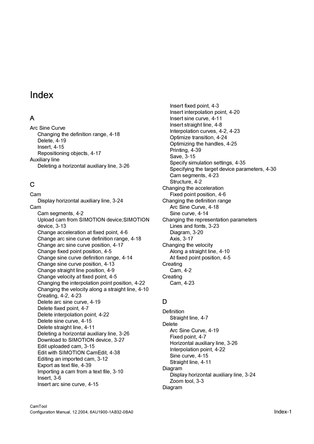 Siemens 6AU1900-1AB32-0BA0 configurationmanual Index 