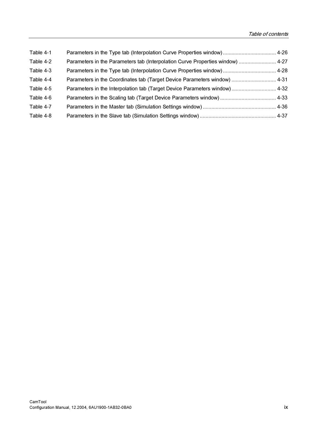 Siemens configurationmanual CamTool Configuration Manual, 12.2004, 6AU1900-1AB32-0BA0 