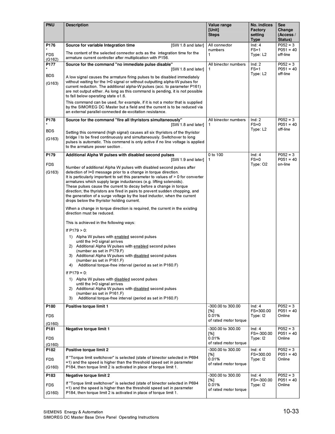 Siemens 6RA70 specifications 10-33 