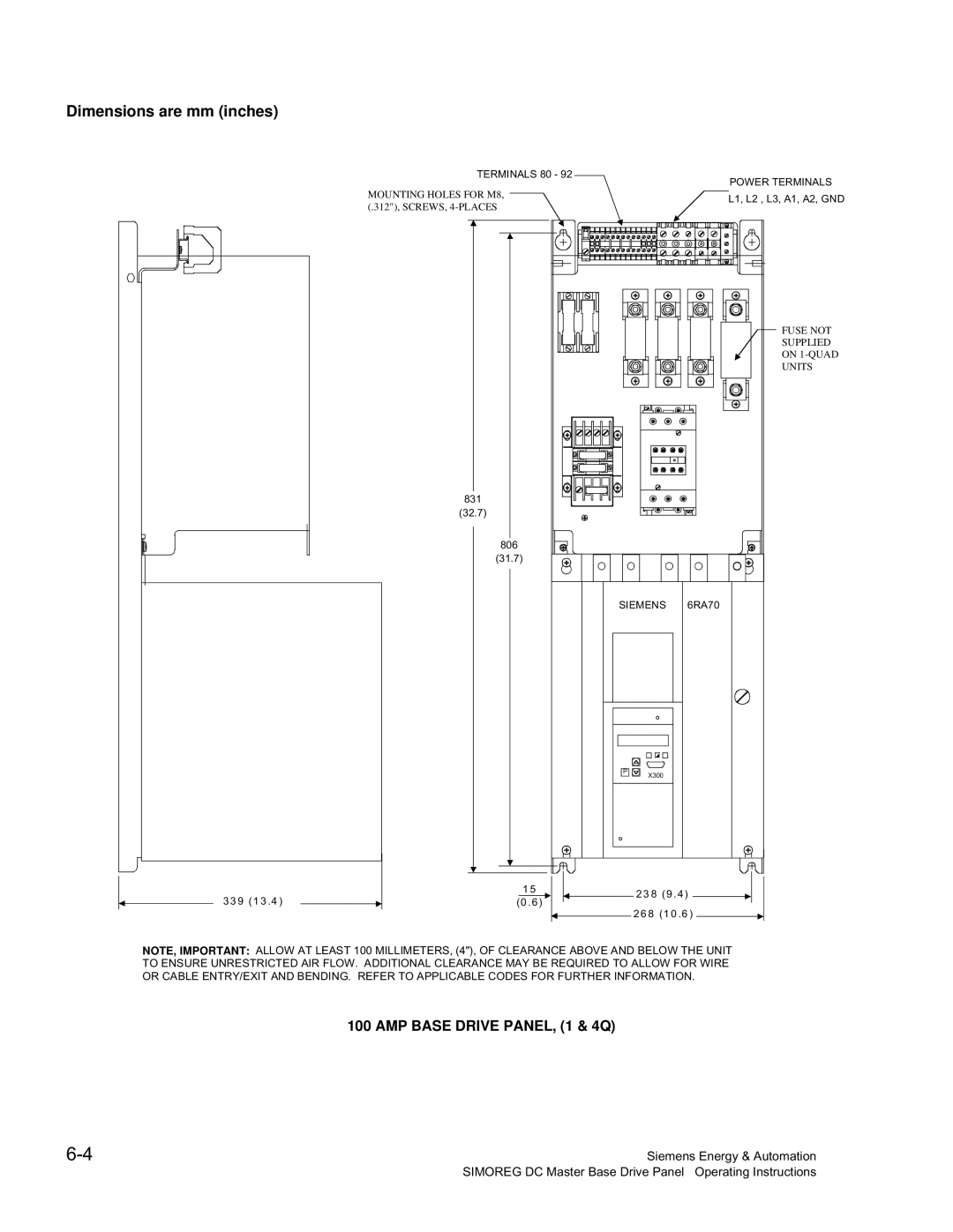 Siemens 6RA70 specifications Terminals 80 Power Terminals 