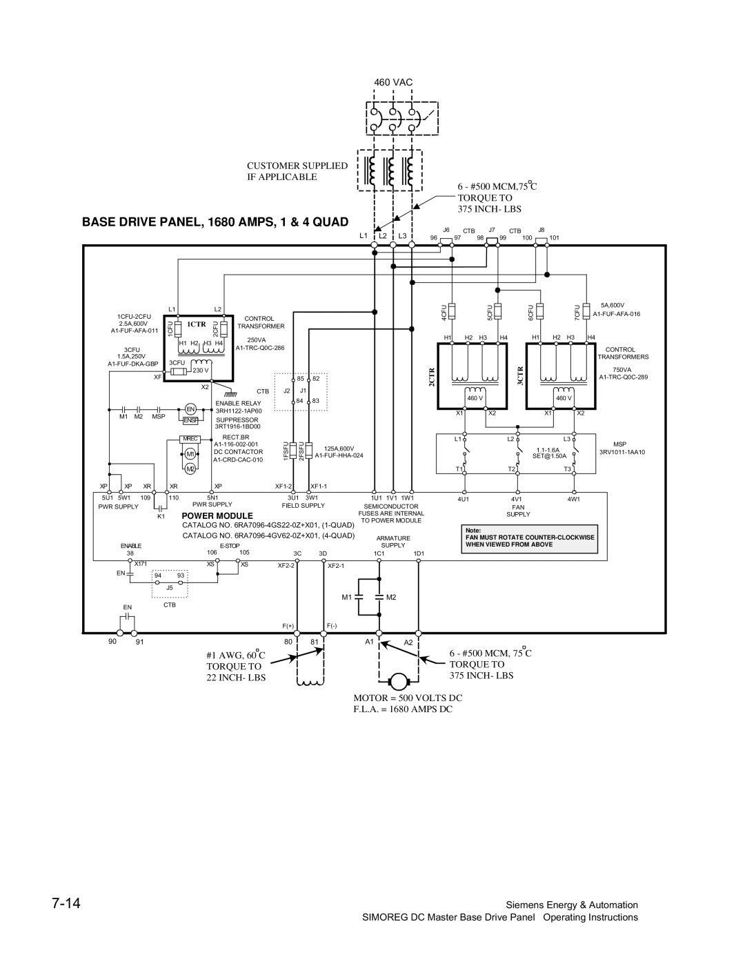 Siemens 6RA70 specifications Base Drive PANEL, 1680 AMPS, 1 & 4 Quad, Catalog no RA7096-4GV62-0Z+X01, 4-QUAD 