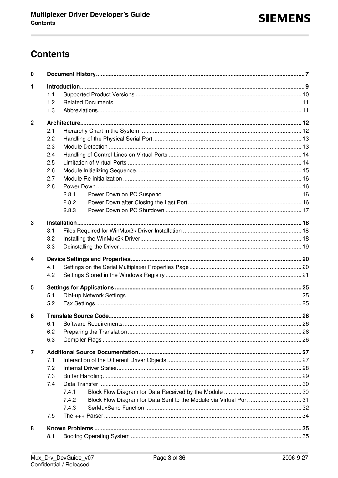 Siemens 7 manual Contents 