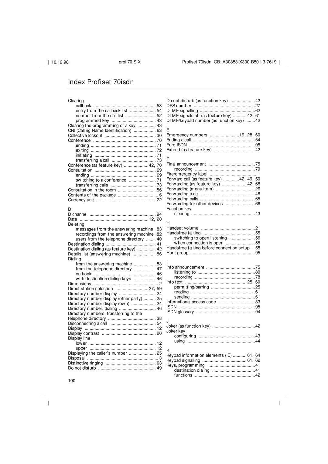 Siemens 70isdn operating instructions 100 