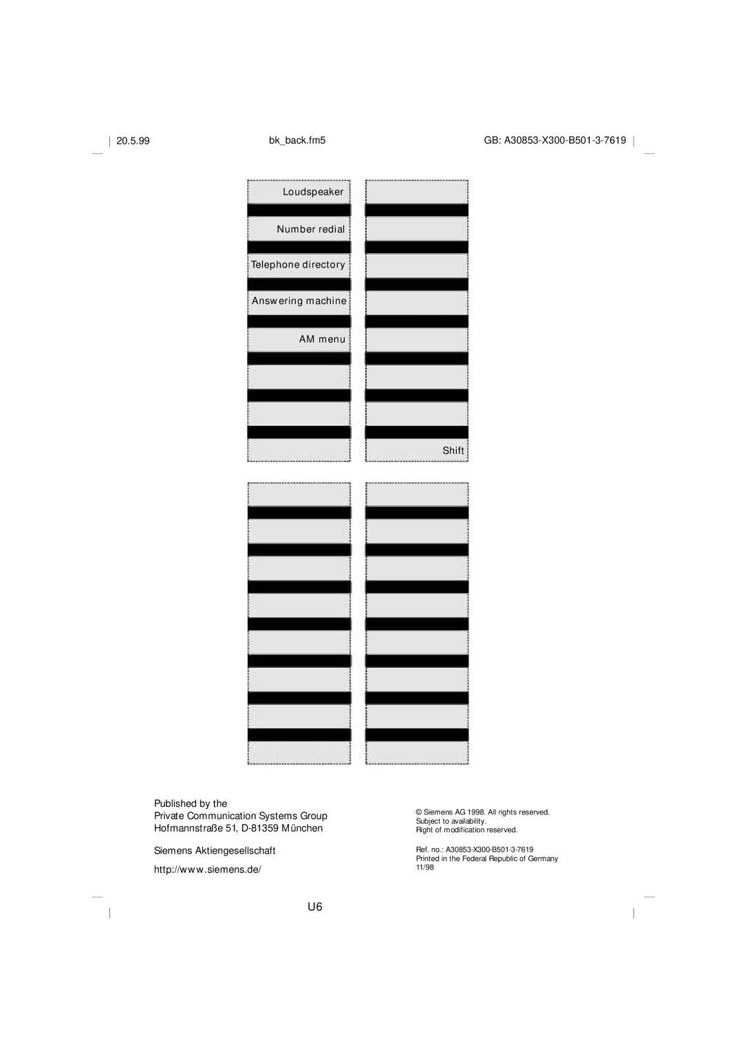 Siemens 70isdn operating instructions Bkback.fm5 