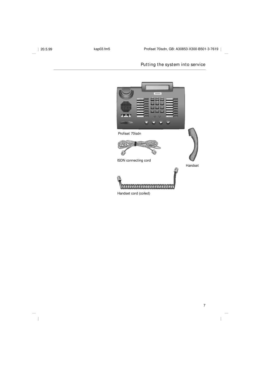 Siemens 70isdn operating instructions Putting the system into service 