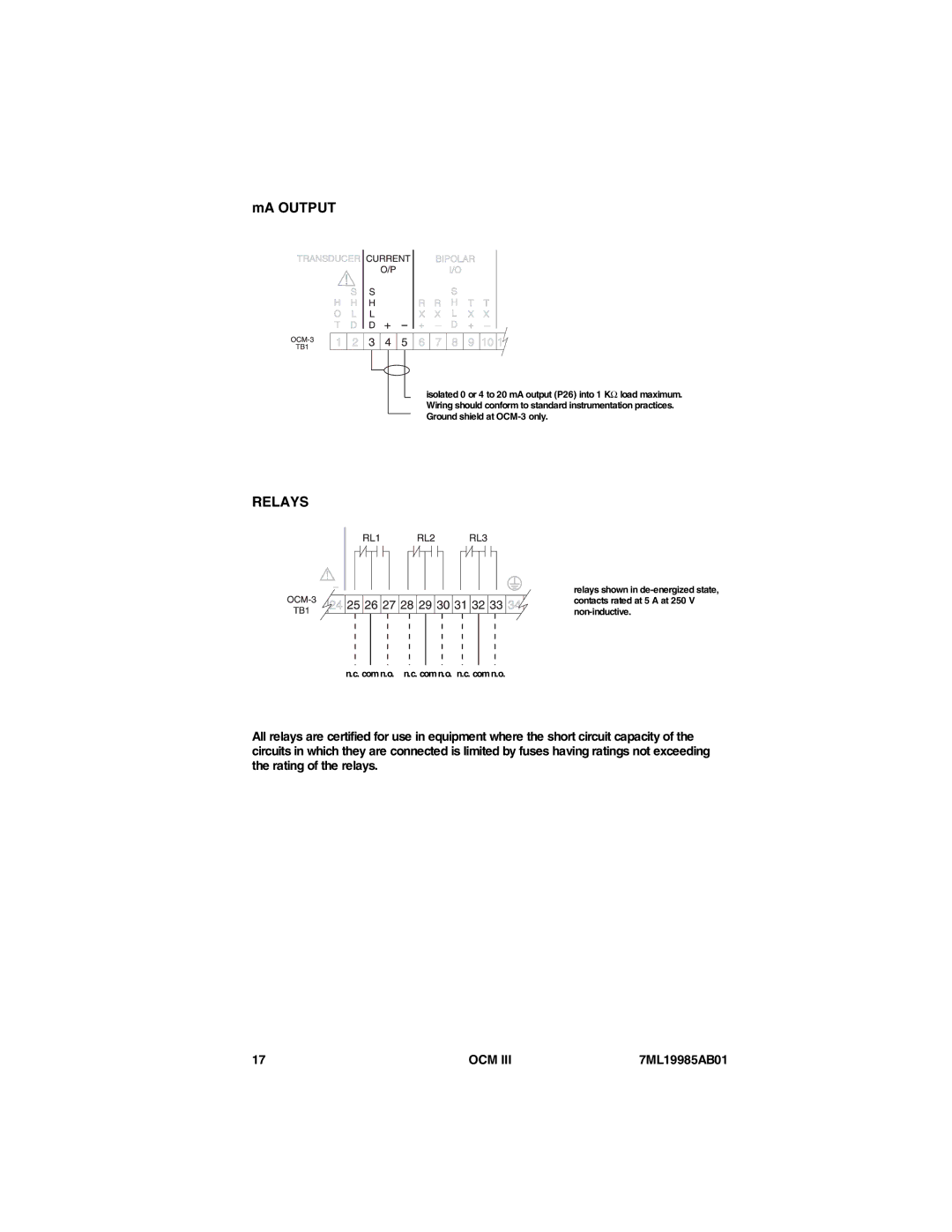 Siemens 7ML19985AB01 instruction manual MA Output, Relays 