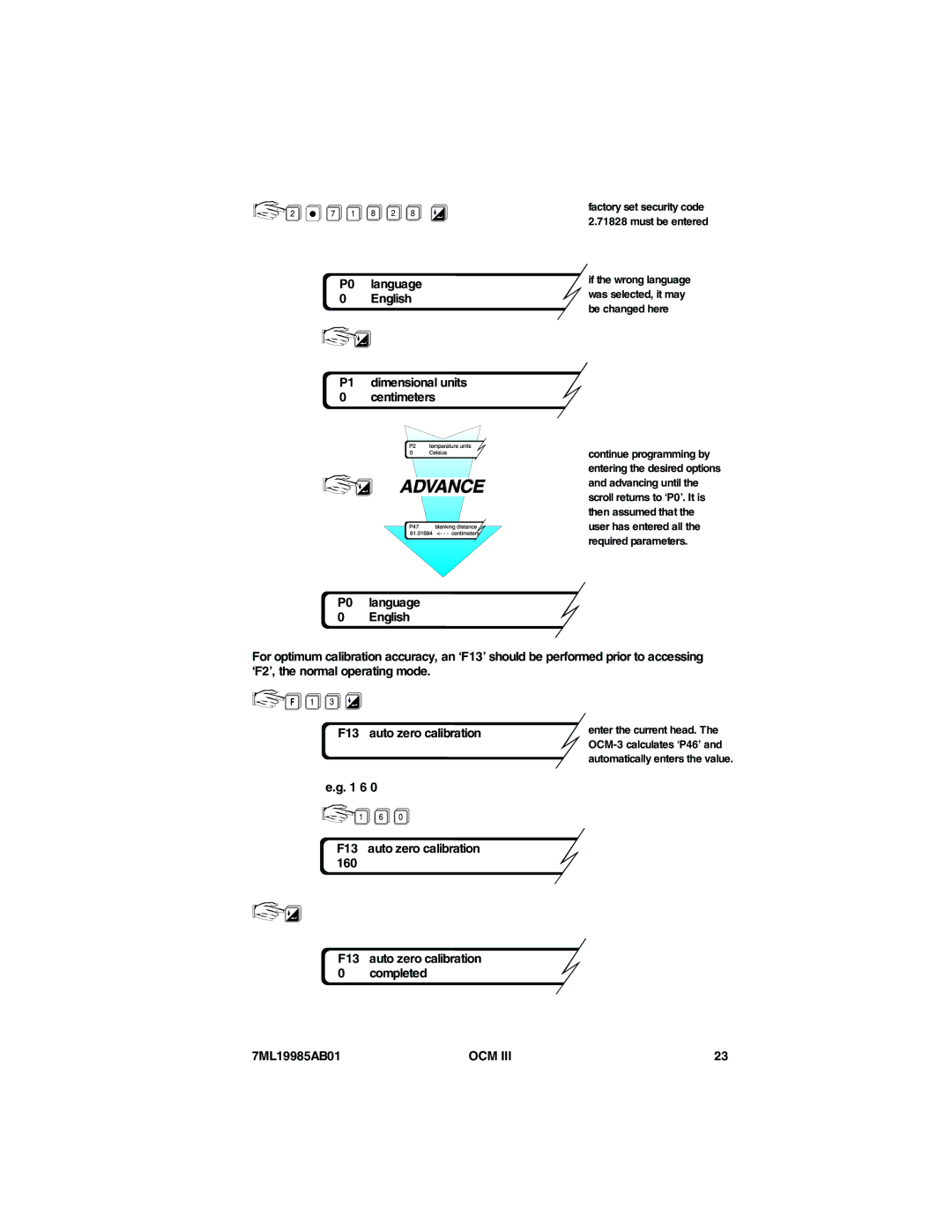 Siemens 7ML19985AB01 instruction manual P0 language English P1 dimensional units Centimeters 