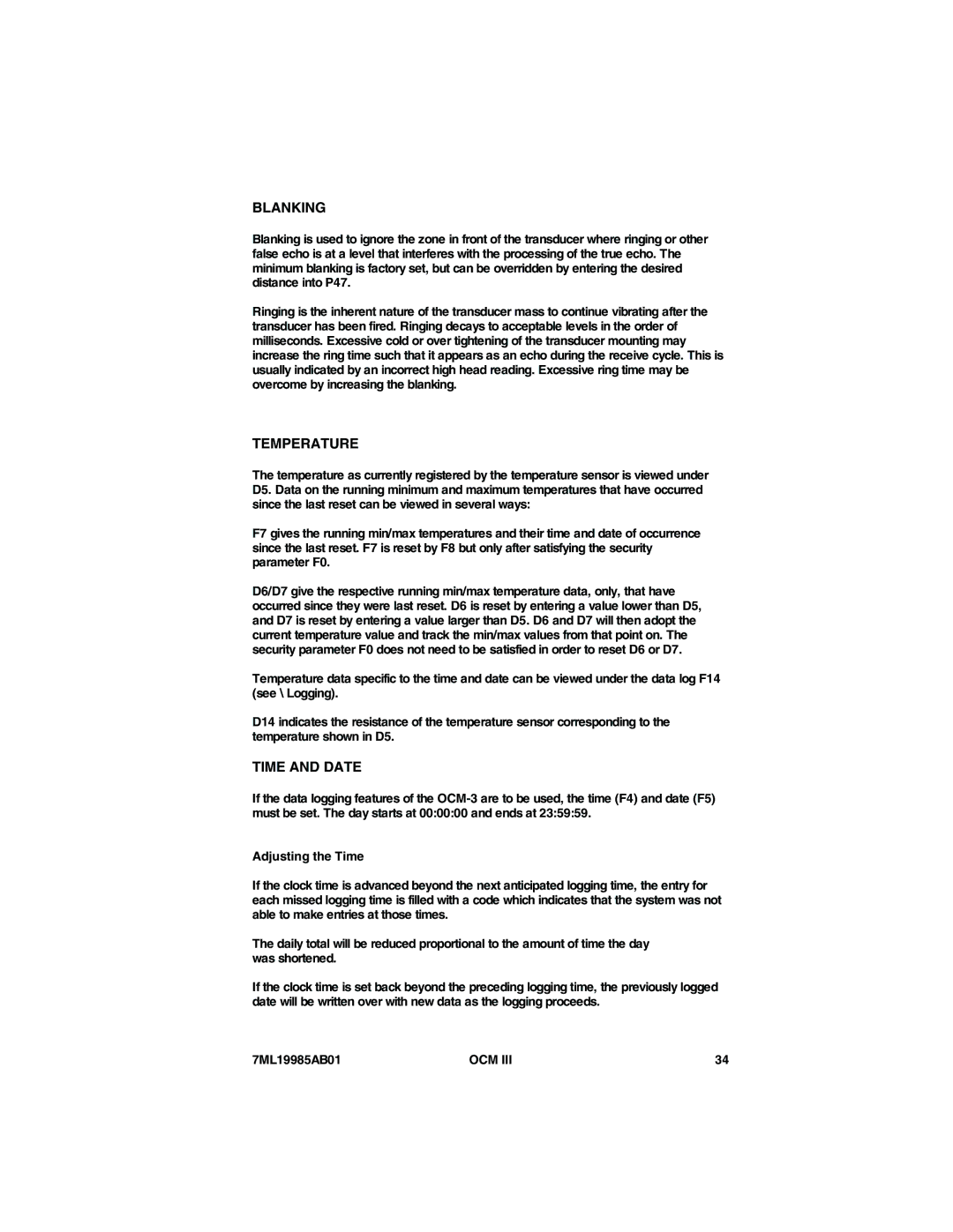 Siemens 7ML19985AB01 instruction manual Blanking, Temperature, Time and Date 