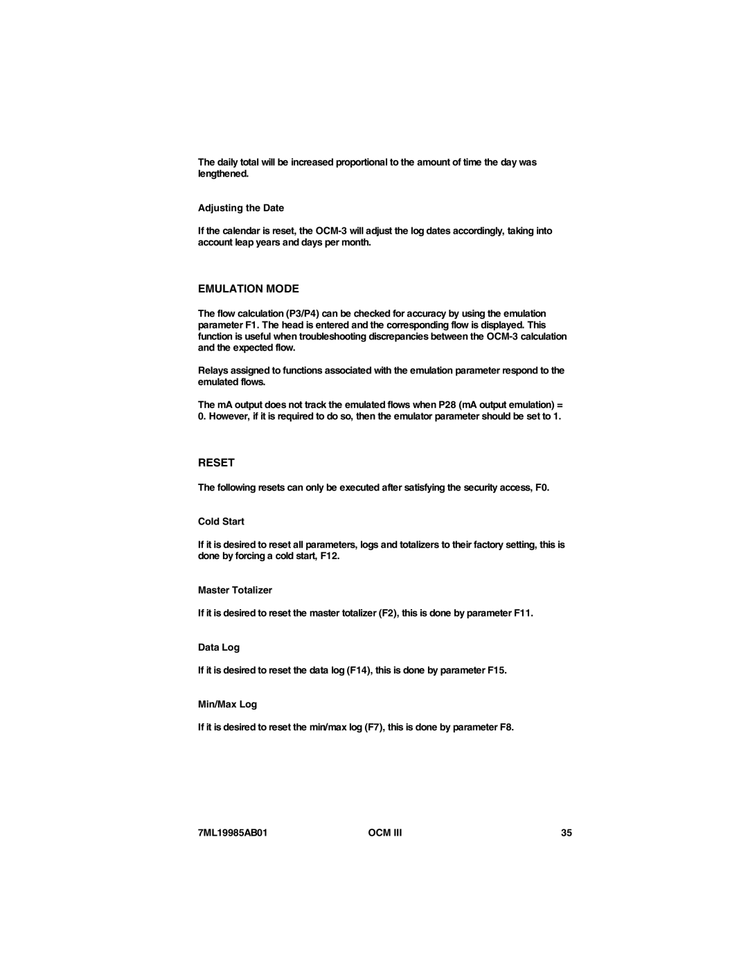 Siemens 7ML19985AB01 instruction manual Emulation Mode, Reset 