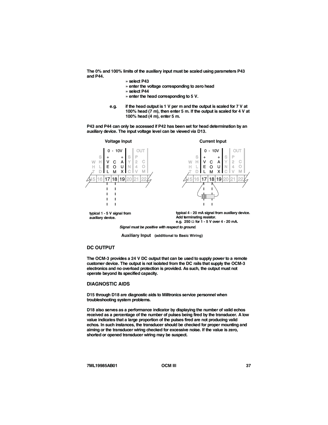 Siemens 7ML19985AB01 instruction manual DC Output, Diagnostic Aids, 100% head 4 m, enter 5 m 