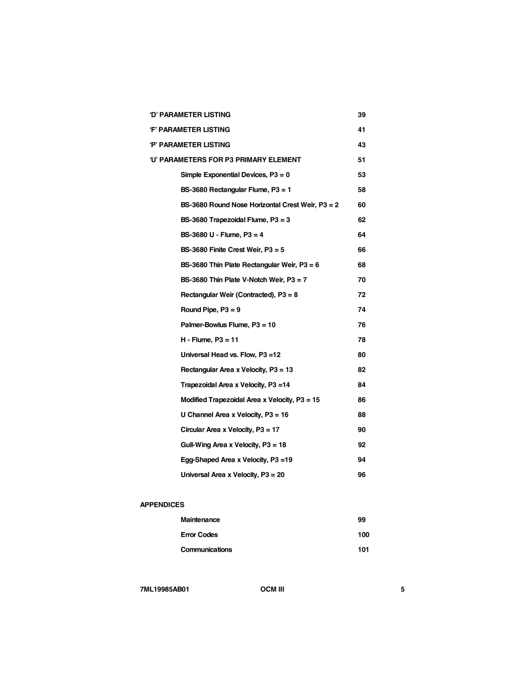 Siemens instruction manual Appendices, Maintenance Error Codes 100 Communications 101 7ML19985AB01 