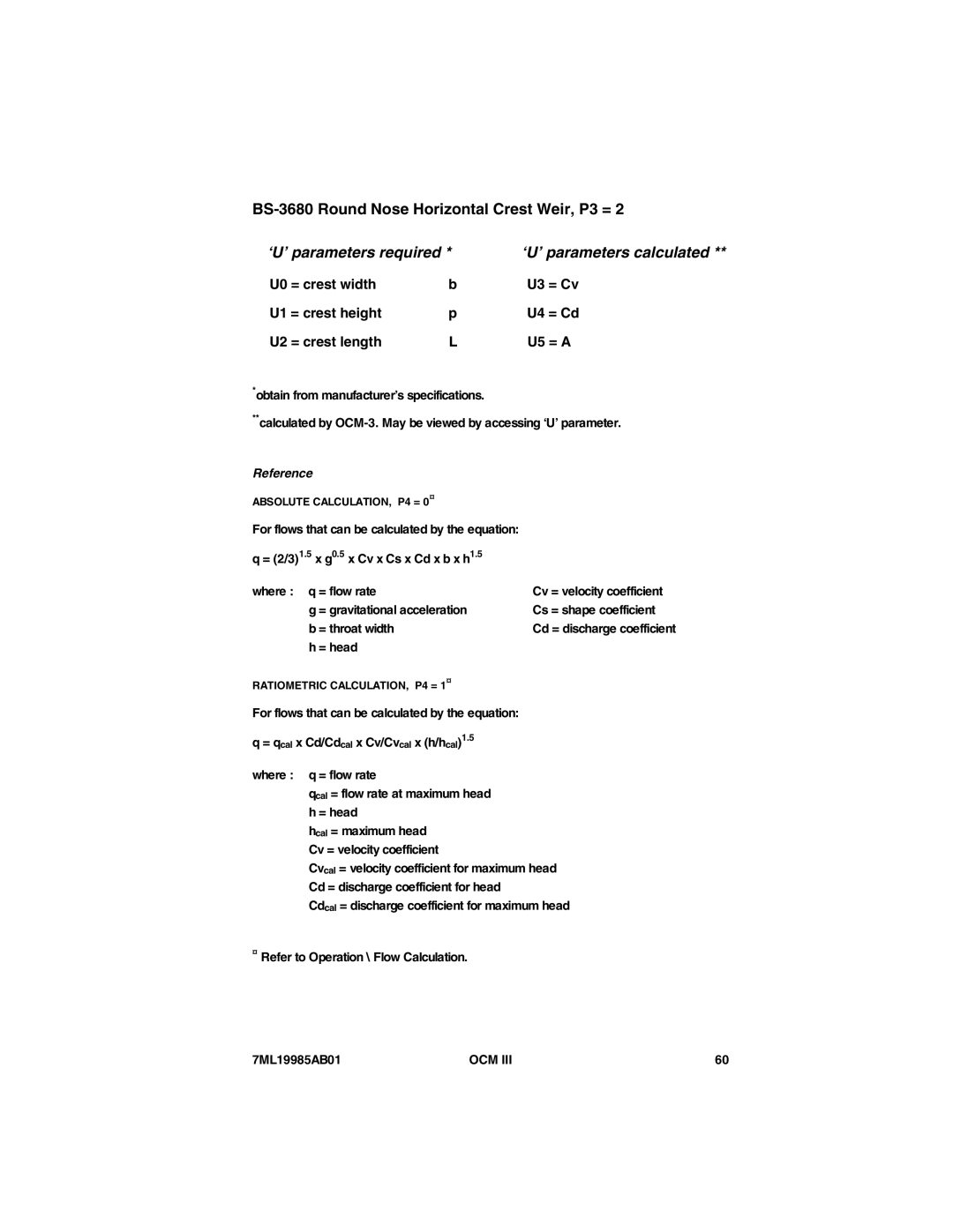 Siemens 7ML19985AB01 instruction manual = crest width = Cv = crest height = Cd = crest length = a 