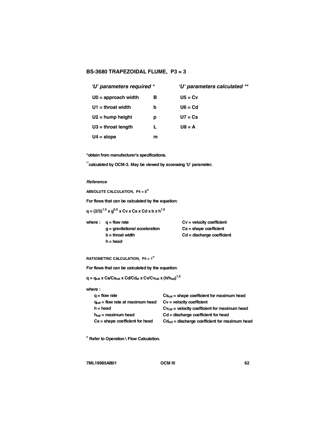 Siemens instruction manual Cv = velocity coefficient, ¤ Refer to Operation \ Flow Calculation 7ML19985AB01 