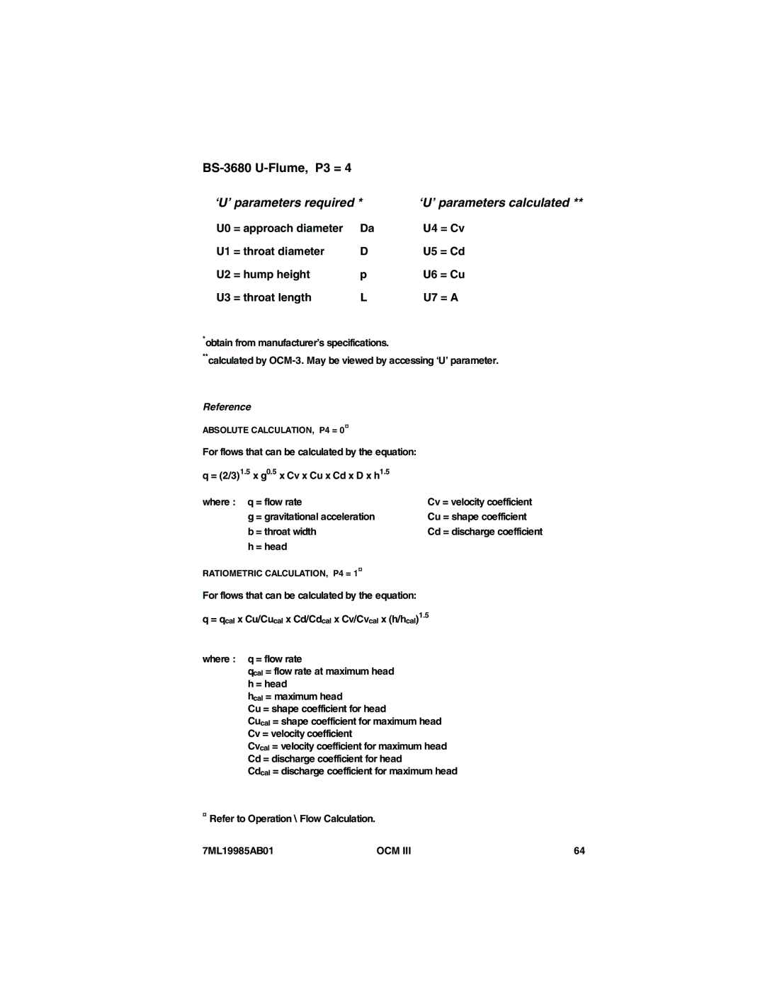 Siemens 7ML19985AB01 instruction manual BS-3680 U-Flume, P3 = 