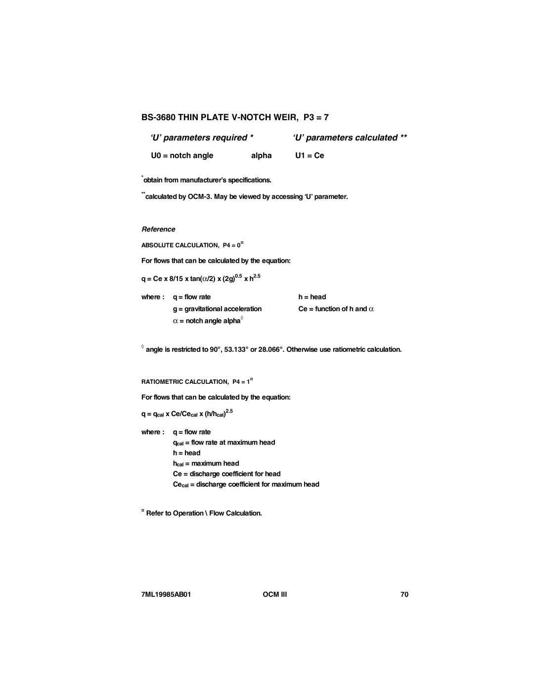 Siemens 7ML19985AB01 instruction manual U0 = notch angle Alpha U1 = Ce 