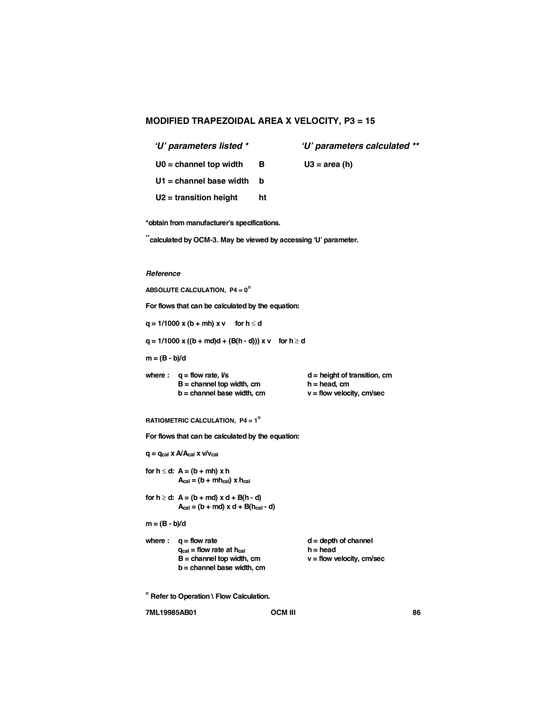 Siemens 7ML19985AB01 instruction manual For h ≥ d, = B b/d Where q = flow rate, l/s 