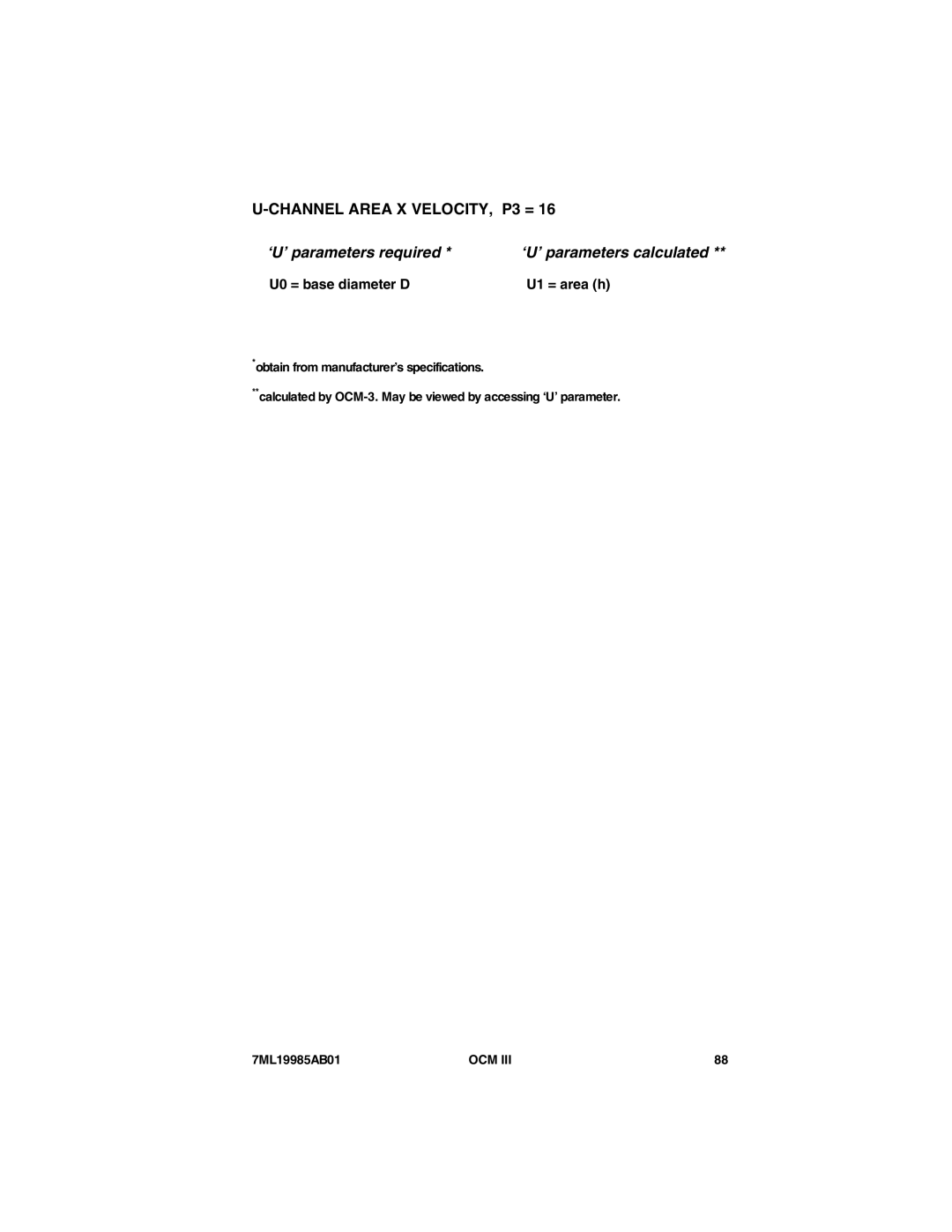 Siemens 7ML19985AB01 instruction manual U0 = base diameter D U1 = area h 