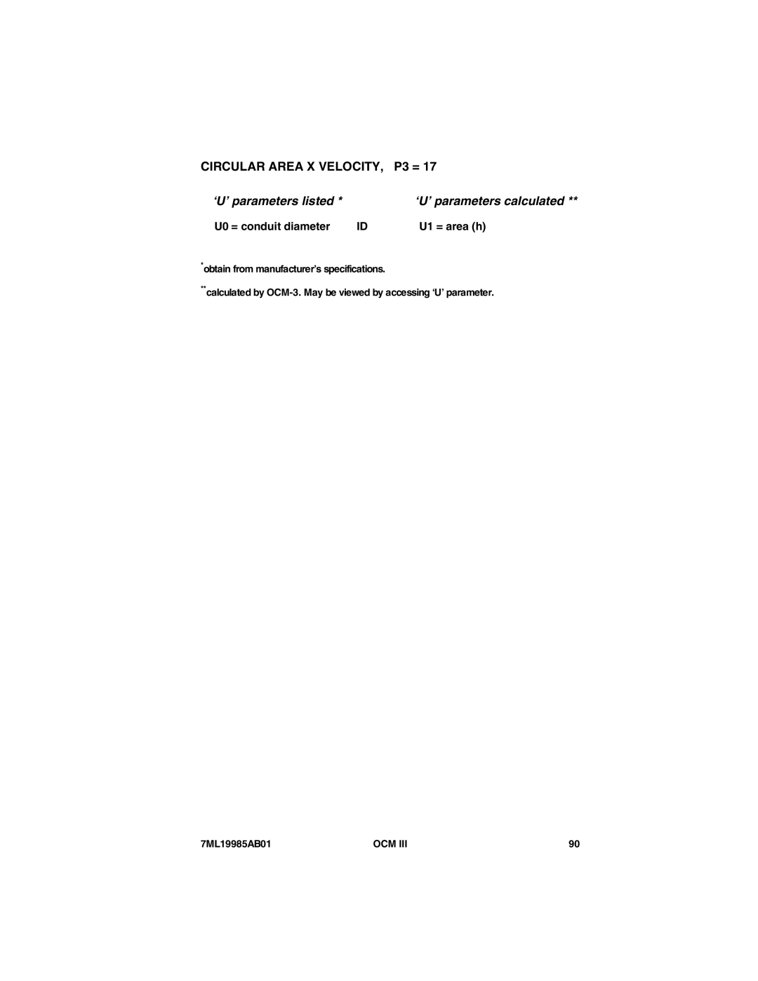 Siemens 7ML19985AB01 instruction manual U0 = conduit diameter U1 = area h 