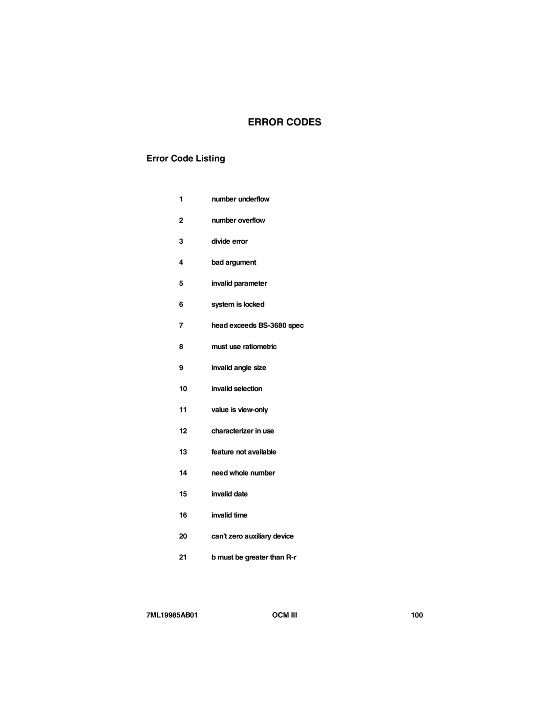 Siemens 7ML19985AB01 instruction manual Error Codes 