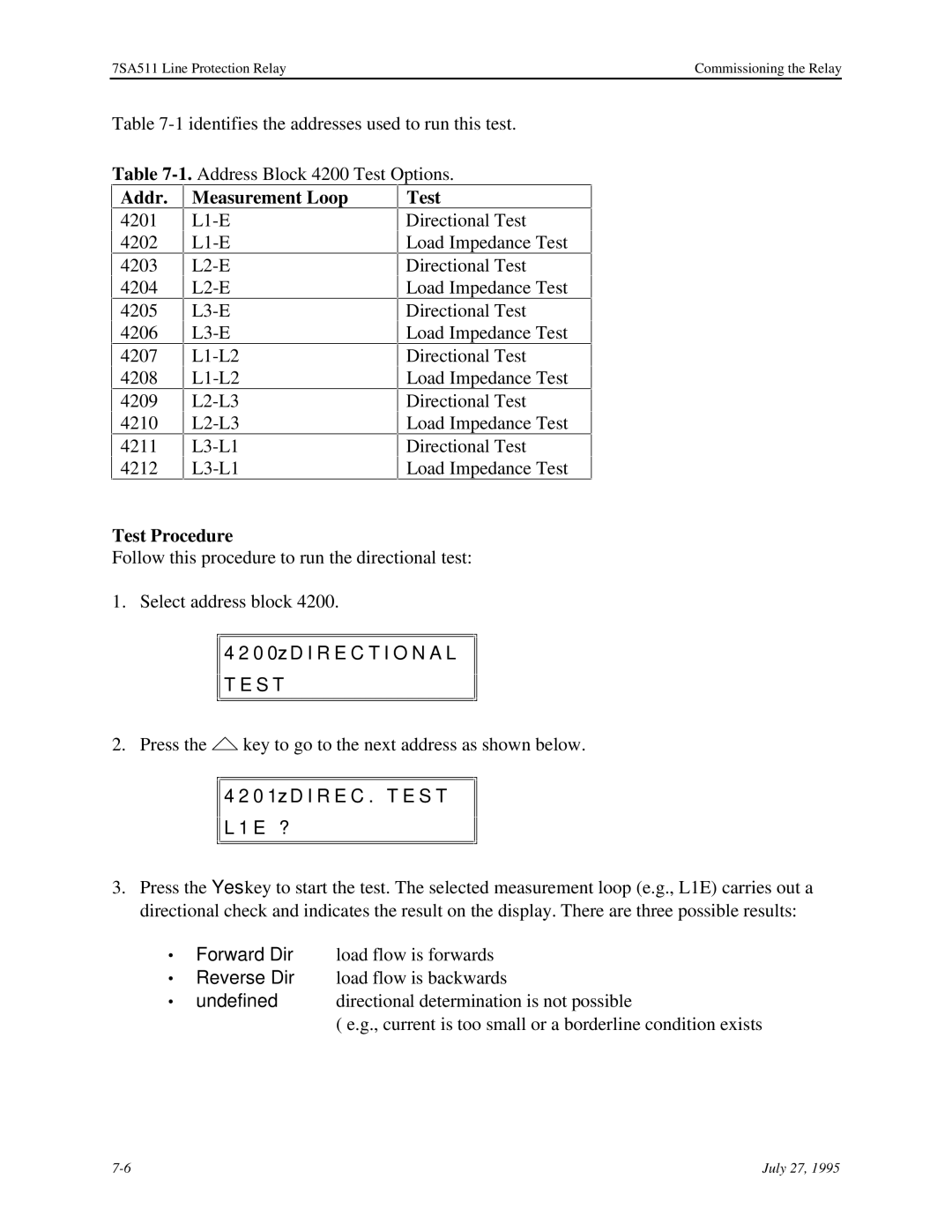 Siemens 7SA511 manual Measurement Loop, Test Procedure 