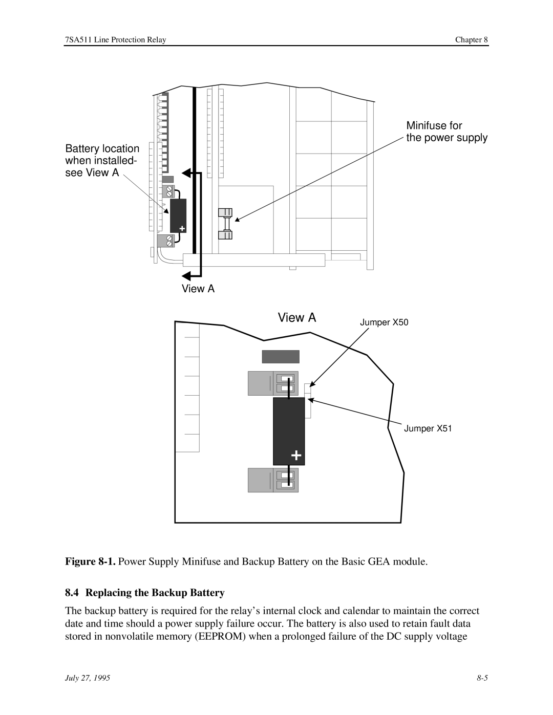 Siemens 7SA511 manual Replacing the Backup Battery 