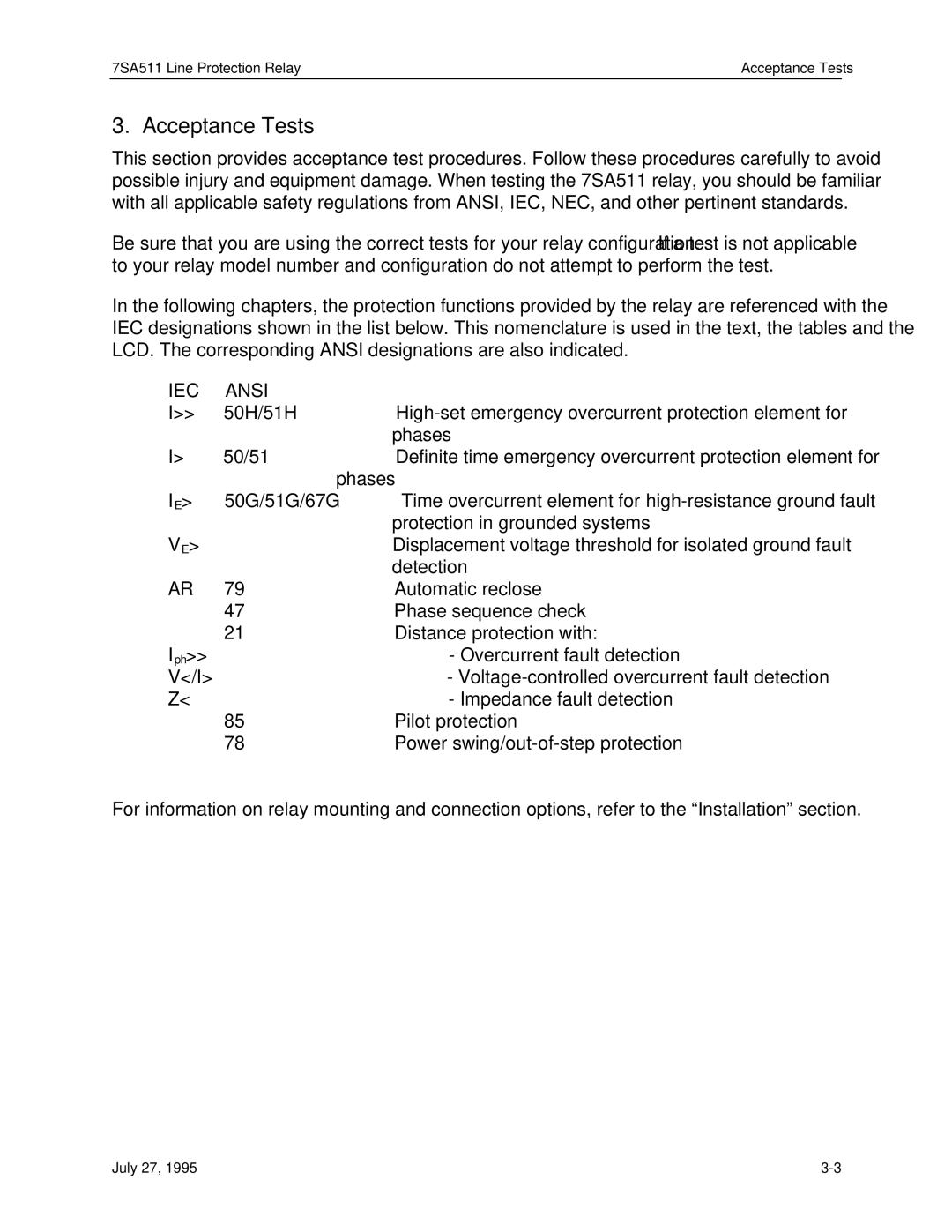 Siemens 7SA511 manual IEC Ansi 