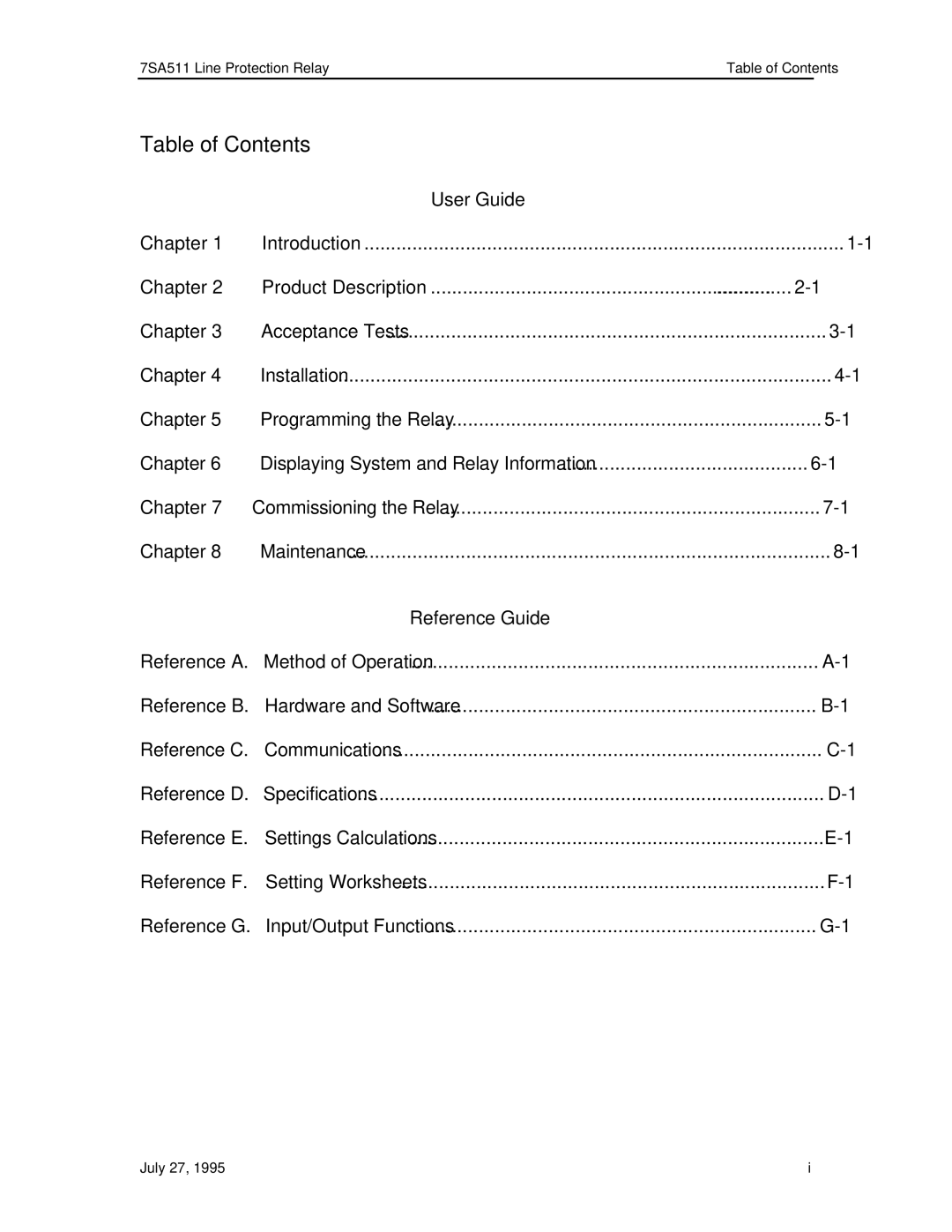 Siemens 7SA511 manual Table of Contents 