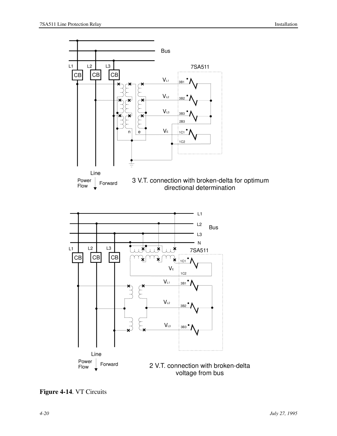 Siemens 7SA511 manual T. connection with broken-delta for optimum 