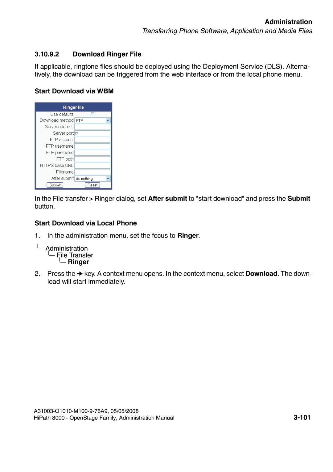 Siemens 20, 80, 60, 40 manual Download Ringer File, 101 