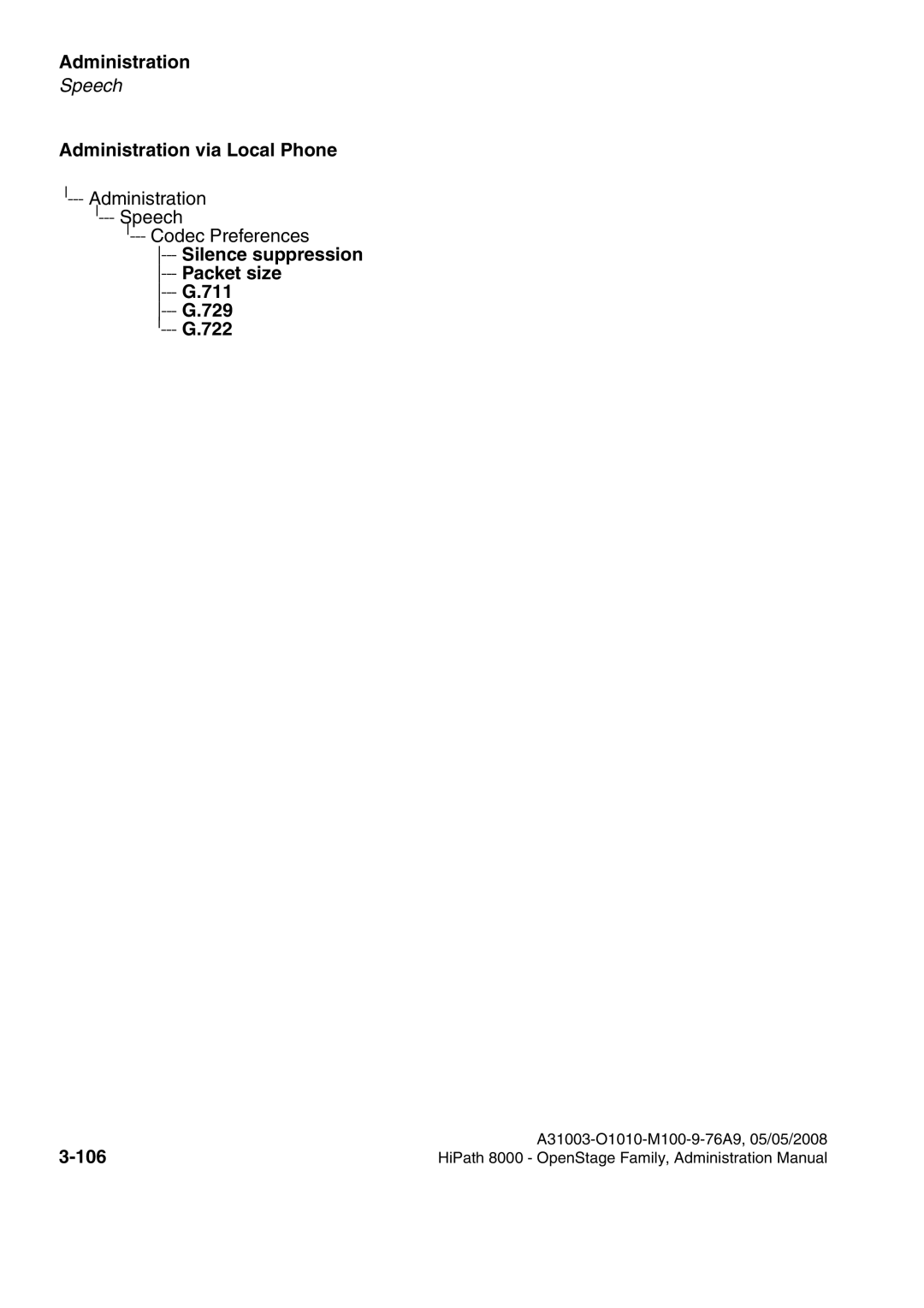 Siemens 80, 60, 40, 20 manual Silence suppression ---Packet size, 722 106 