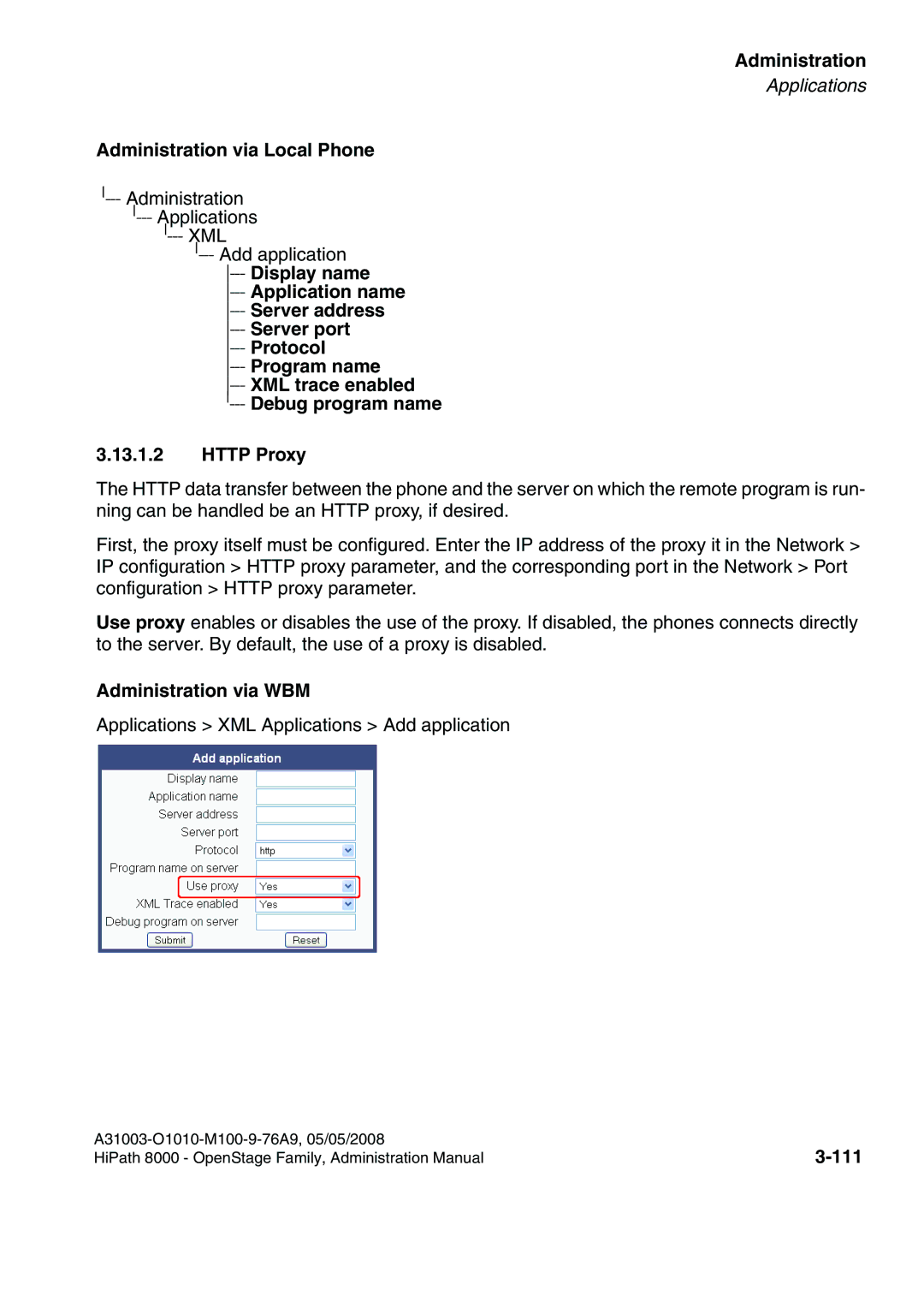 Siemens 60, 80, 40, 20 manual Administration via Local Phone, 111 