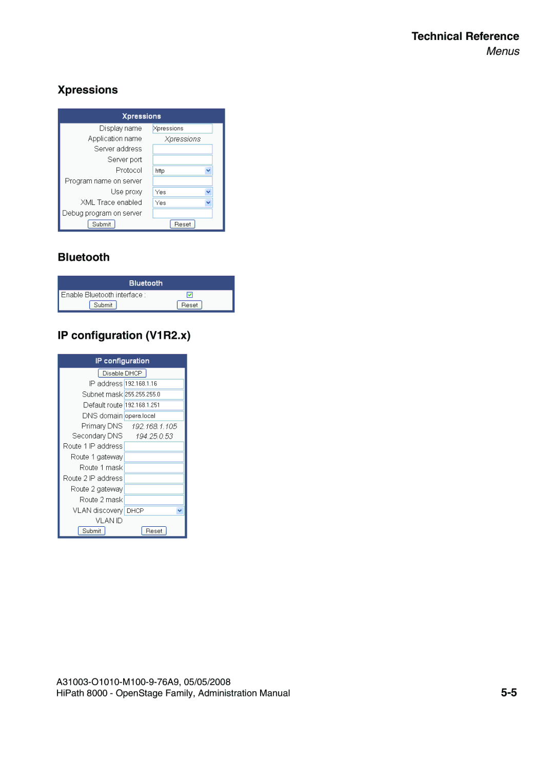 Siemens 20, 80, 60, 40 manual Xpressions Bluetooth IP configuration V1R2.x 