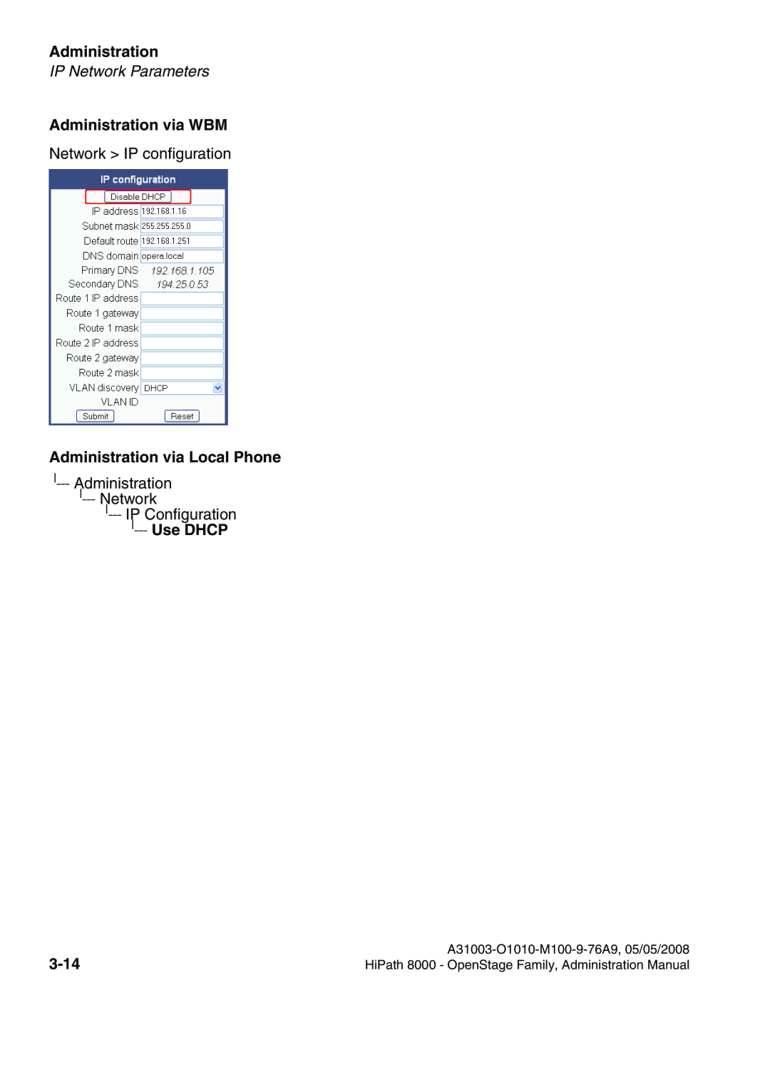 Siemens 80, 60, 40, 20 manual Use Dhcp 