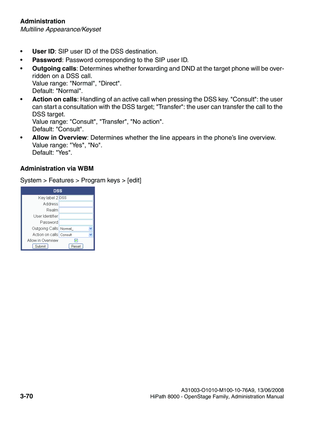 Siemens 8000 manual System Features Program keys edit 