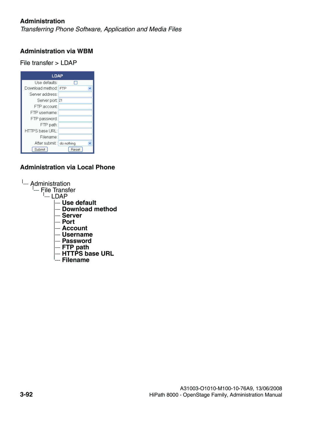 Siemens 8000 manual File transfer Ldap 