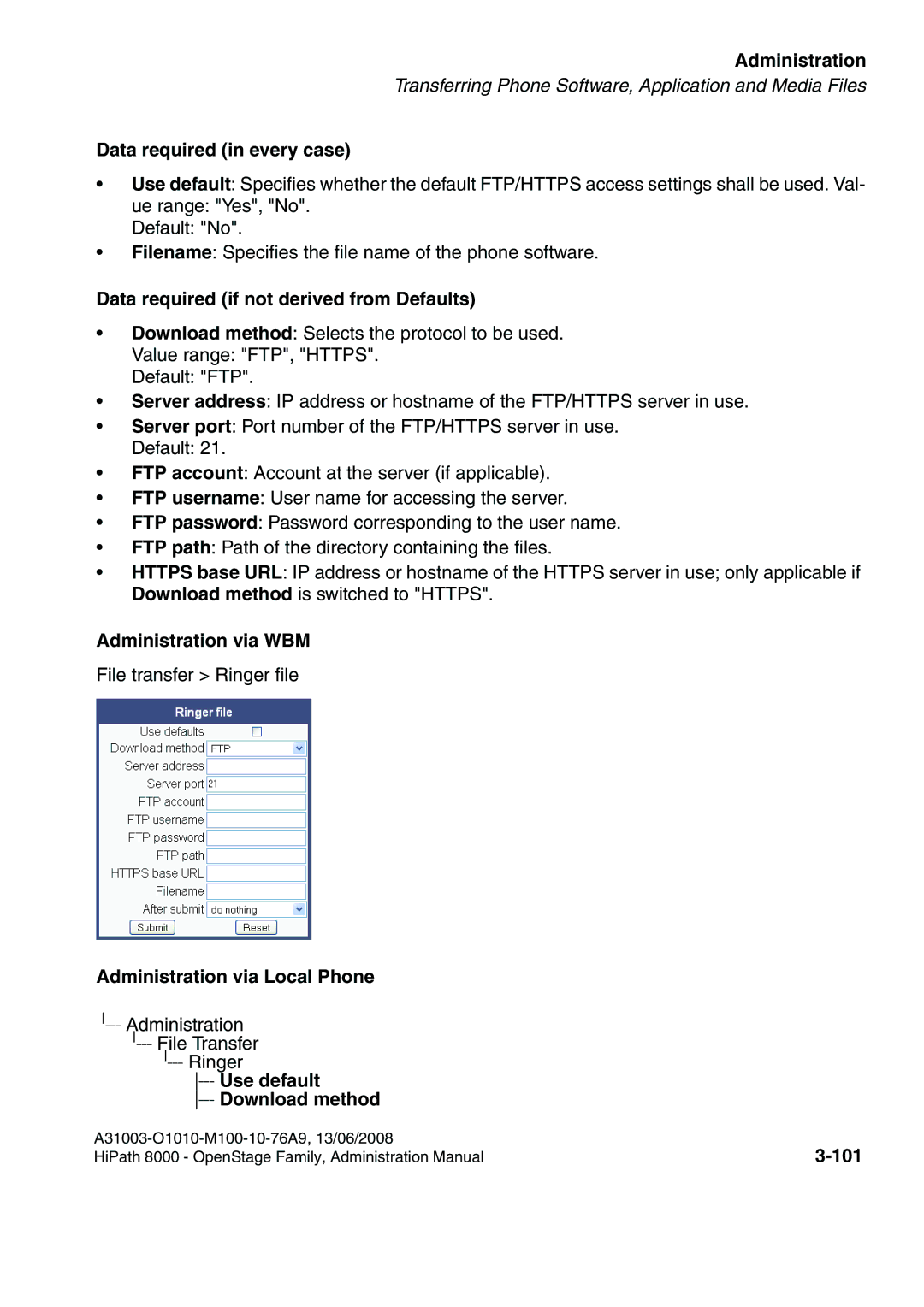 Siemens 8000 manual Use default Download method, 101 