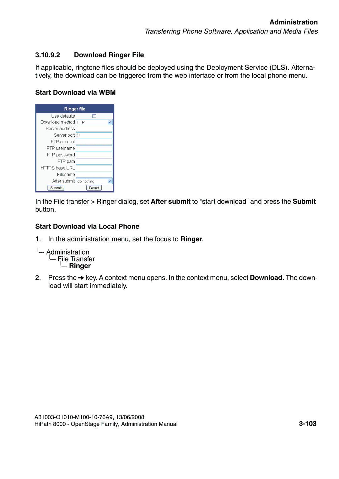 Siemens 8000 manual Download Ringer File, 103 