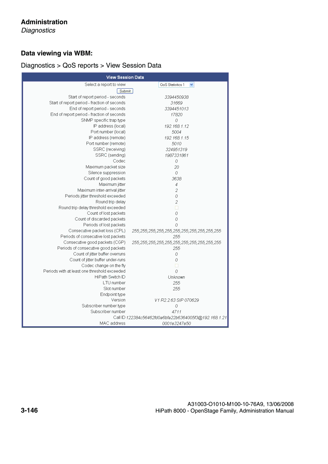 Siemens 8000 manual Data viewing via WBM, 146 