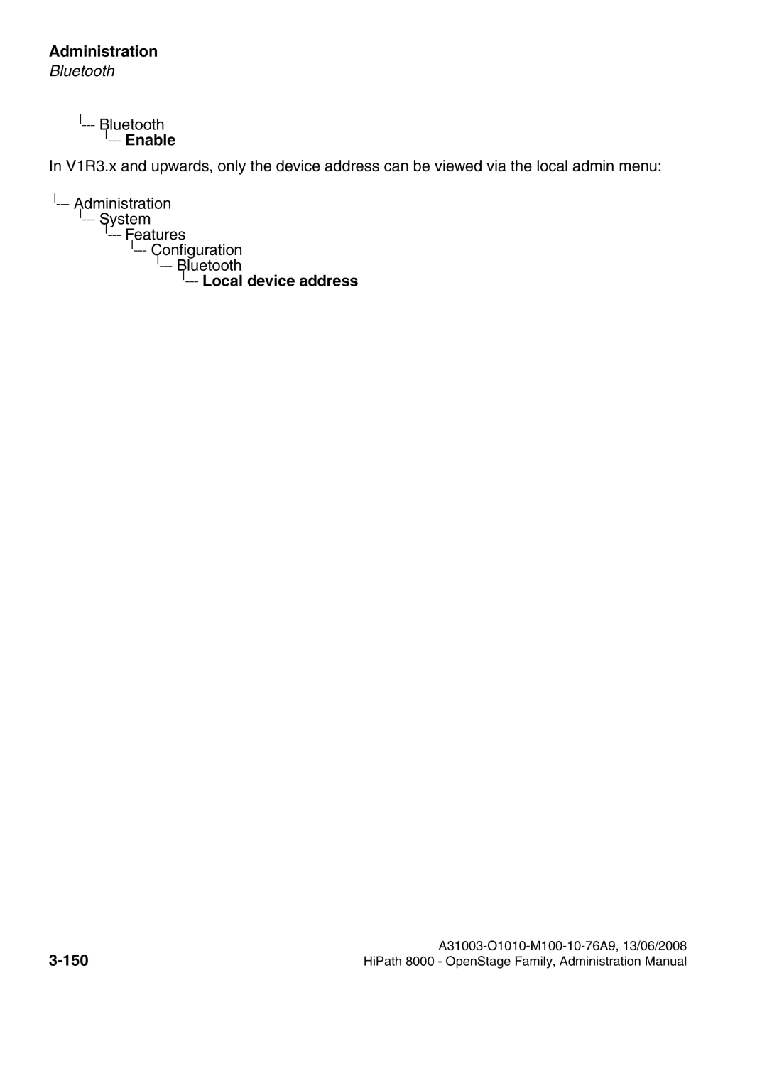 Siemens 8000 manual Enable, Local device address 150 