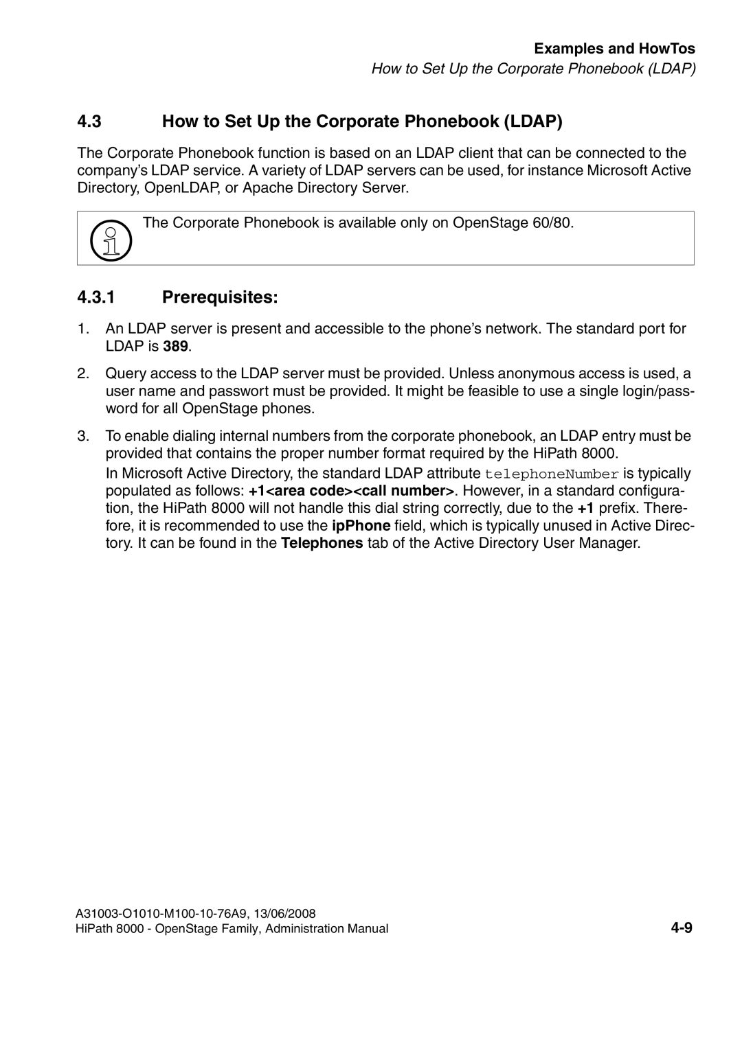 Siemens 8000 manual How to Set Up the Corporate Phonebook Ldap, Prerequisites 