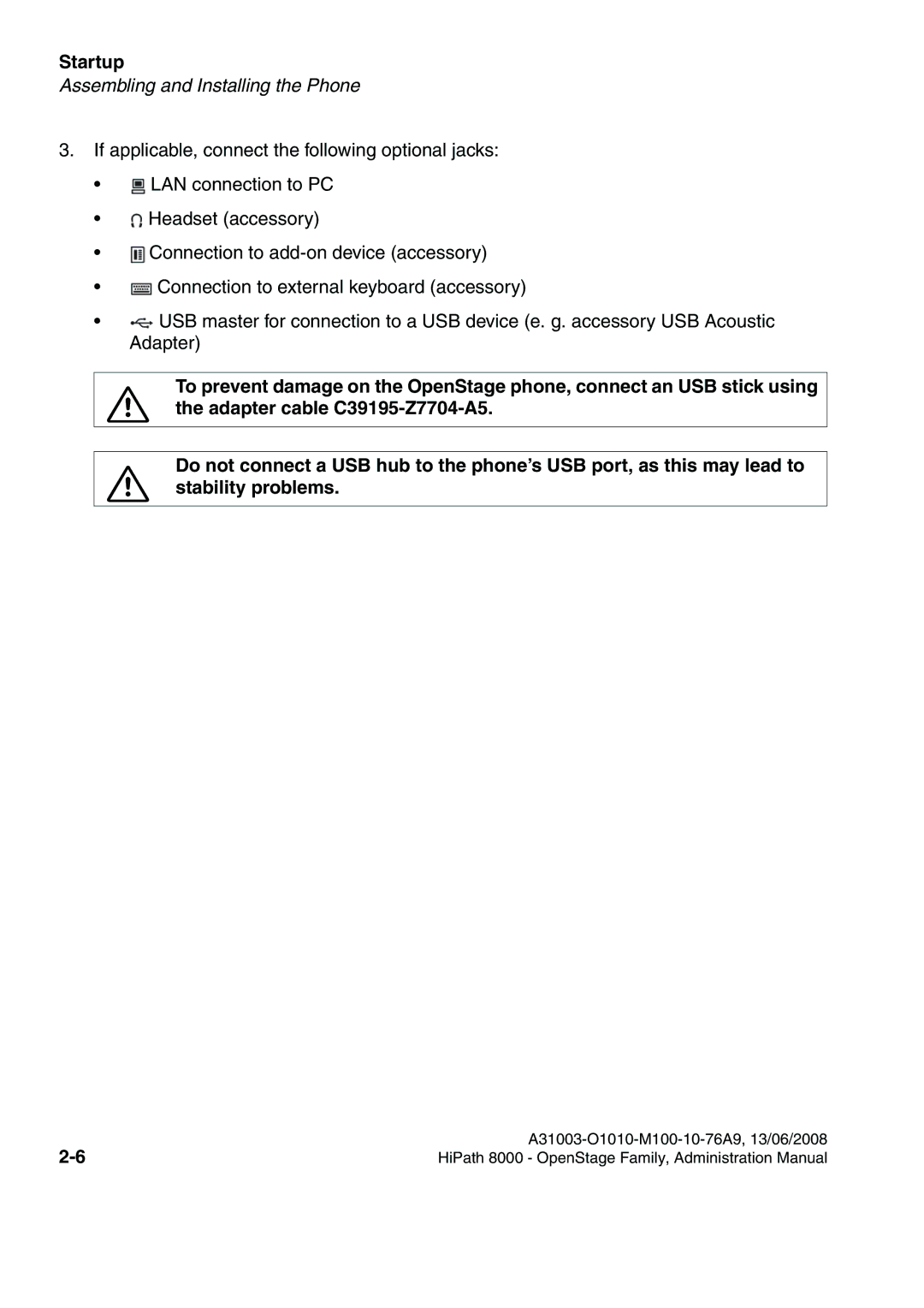 Siemens 8000 manual Startup 