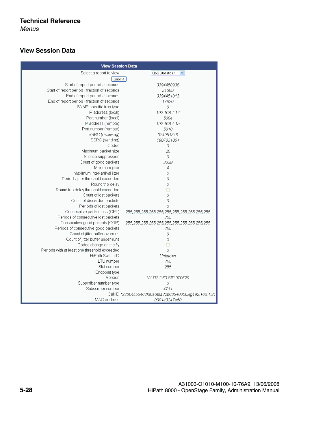 Siemens 8000 manual View Session Data 