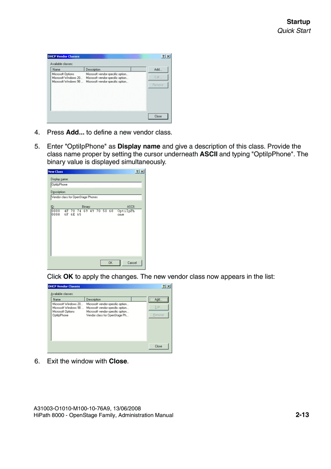 Siemens 8000 manual Startup 