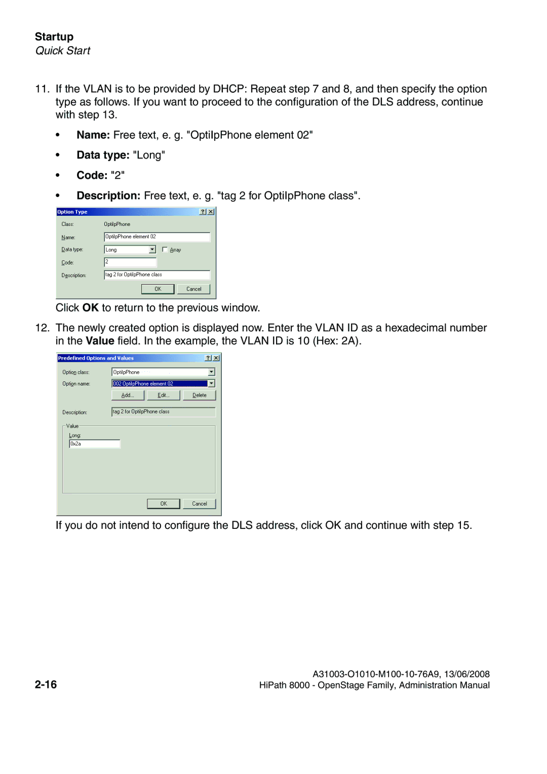 Siemens 8000 manual Data type Long Code 