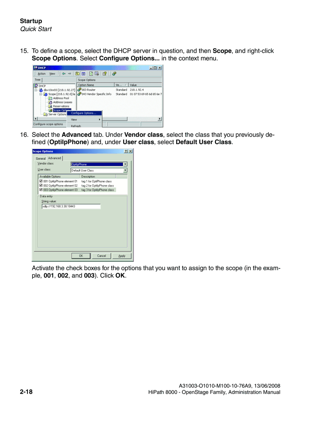 Siemens 8000 manual Startup 