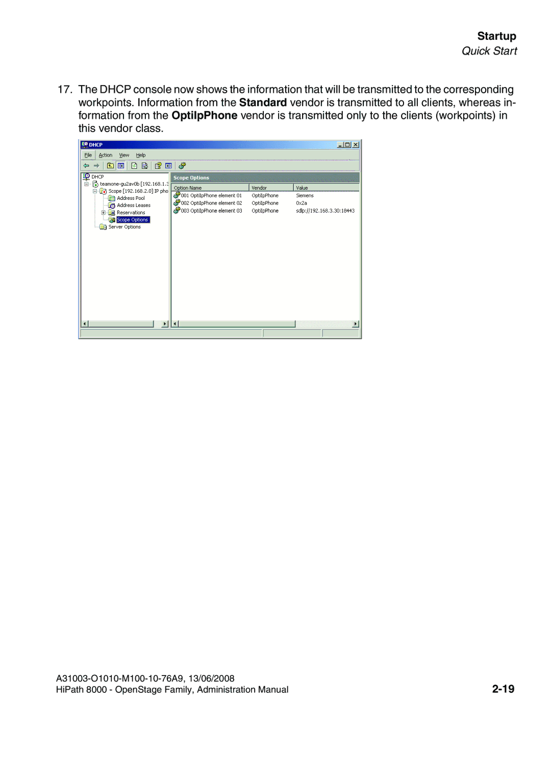 Siemens 8000 manual Startup 